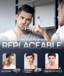 Electric Razor for Men Electric Shaver 3 Blade Rotary Shaving Machine Kit with Replacement Brush Trimmer Head