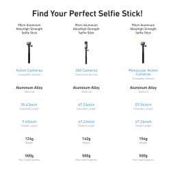 TELESIN Aluminum Selfie Stick Tripod Mount for GoPro Hero 13 12 11 10 9 8 Insta360 DJI Osmo Action Camera Lightweight Monopod
