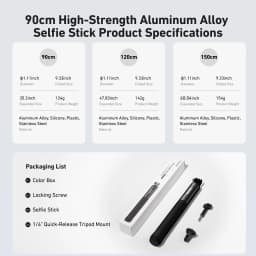 TELESIN Aluminum Selfie Stick Tripod Mount for GoPro Hero 13 12 11 10 9 8 Insta360 DJI Osmo Action Camera Lightweight Monopod