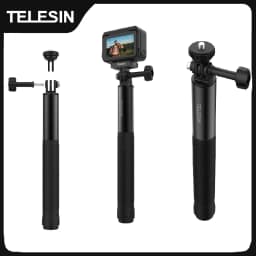 TELESIN Aluminum Selfie Stick Tripod Mount for GoPro Hero 13 12 11 10 9 8 Insta360 DJI Osmo Action Camera Lightweight Monopod