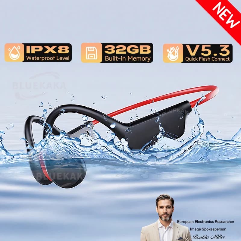 New True Bone Conduction IPX8 Waterproof Swimming Headphones Wireless Earphone Bluetooth Sport Headset MP3 With Mic For Runnin