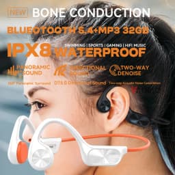 New True Bone Conduction IPX8 Waterproof Swimming Headphones Wireless Earphone Bluetooth Sport Headset MP3 With Mic For Runnin