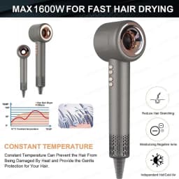 Super Hair Dryer Professional Leafless Hairdryer Hair Care Styling Negative Ion Electric Hair Dryers 3 Airflow Speed ​​Settings