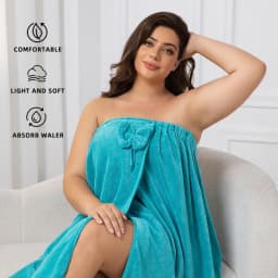 Adjustable Bath Skirt Set , Large Bath Skirt & Princess Shower Cap, Soft Ultra-Absorbent Thickened for Travel & Sauna