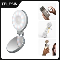 TELESIN Magnetic 360° Rotation RGB Fill Light Mini Selfie Light 3 Mode Adjustable Color Brightness for Smartphone Iphone Android