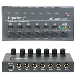 Upgraded Depusheng Ultra Low Noise 4/6/8 Channel Line Mixer Mini Sound Mixer Power Supply DC5V Easy Operation Audios Mixer