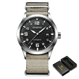 OCHSTIN Man Mechanical Pilot Wrist Watches Luxury Self Wind Leather Mechanic Male Clock Auto Date Relogio Masculino Gift for Men