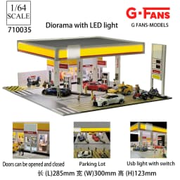 GFans 1/64 Scale Car Garage Miniatures Model Car Parking Lot Diecast Scene Display Vehicle Scene Toy Background Collection