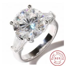 Solitaire Round cut 6ct Lab Diamond Ring 925 Sterling Silver Engagement Wedding Band Rings for women Bridal Party Jewelry Gift
