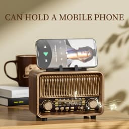 Retro Portable AM/FM/SW Radio with Rechargeable Battery, TF/AUX Playback & Antenna. Wireless for Home, or Emergency.