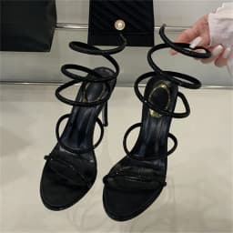 Eilyken Street Style Crystal Diamonds Ankle Strap Women Sandals Sexy Open Toe Thin High Heels Party Prom Summer Shoes