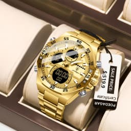 POEDAGAR New Men Clock LED Luminous Waterproof Week Date Military Man Wristwatch Electronic Stainless Steel Quartz Men's Watches