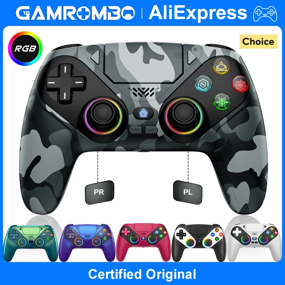 Controller For Playstation 5 PS5/PS5 Pro/Slim/PC,RGB Wireless Gamepad W/Hall Effect Trigger Marco/Turbo Anti-Drift Game Joystick