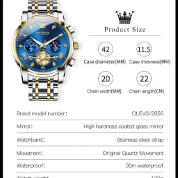 OLEVS 2856 Quartz Watch for Men Flywheel Skeleton Chronograph Moon Phase Multifunctional Stainless Steel Men's Wristwatches