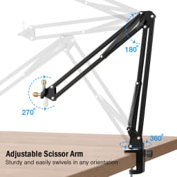 FIFINE Microphone Arm Boom,Adjustable Suspension Boom with Heavy Duty Clamp,Scissor Mic Stand for Recording,Gaming,K688 K658-CS1