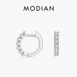 MODIAN D Color Moissanite Small Hoop Earrings 925 Sterling Silver Hollow Sparkling Ear Buckles For Women Wedding Fine Jewelry