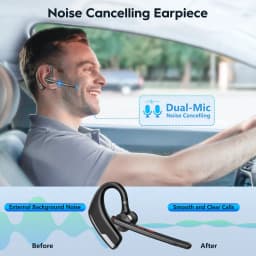 New Bee M51 Bluetooth 5.2 Wireless Headset Earphones Headphone with Dual-Mic CVC8.0 Noise Cancelling Handsfree Business Earbuds