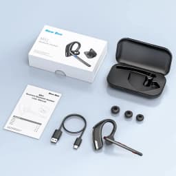 New Bee M51 Bluetooth 5.2 Wireless Headset Earphones Headphone with Dual-Mic CVC8.0 Noise Cancelling Handsfree Business Earbuds