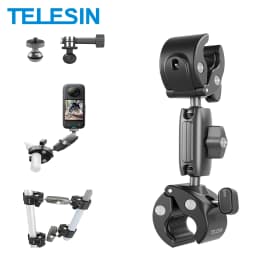 TELESIN Motorcycle Bicycle Camera Holder Invisible Selfie Stick Handlebar Mount for Insta360 RS X2 X3 GoPro 12 11 10 Accessory