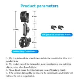 TELESIN Motorcycle Bicycle Camera Holder Invisible Selfie Stick Handlebar Mount for Insta360 RS X2 X3 GoPro 12 11 10 Accessory