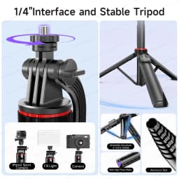 C22 AI Face Tracking Handheld Gimbal Stabiliser 360° Rotation Shoot Selfie Stick Tripod for Mobile Phone, 1/4'' Screw for Camera