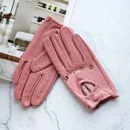 Summer Driving Leather Gloves Women's Thin Sheepskin Unlined Fashionable Hollowed Out All Finger Motorcycle Riding Gloves