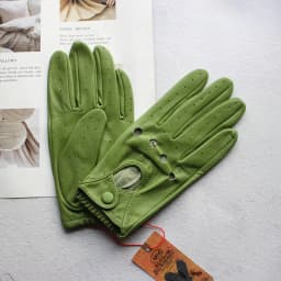 Summer Driving Leather Gloves Women's Thin Sheepskin Unlined Fashionable Hollowed Out All Finger Motorcycle Riding Gloves