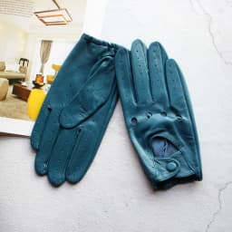 Summer Driving Leather Gloves Women's Thin Sheepskin Unlined Fashionable Hollowed Out All Finger Motorcycle Riding Gloves
