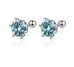 TY 0.3-2CT Moissanite Earrings 925 Sterling Silver Round Cut Stud Earrings Piercing Earrings for Men and Women Fine Jewelry