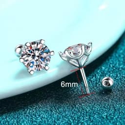 TY 0.3-2CT Moissanite Earrings 925 Sterling Silver Round Cut Stud Earrings Piercing Earrings for Men and Women Fine Jewelry