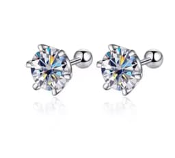 TY 0.3-2CT Moissanite Earrings 925 Sterling Silver Round Cut Stud Earrings Piercing Earrings for Men and Women Fine Jewelry