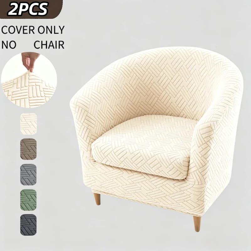 2pcs/set Jacquard Club Tub Chair Cover with Cushion Cover Elastic Armchair Slipcover Non Slip Couch Cover Furniture Protector