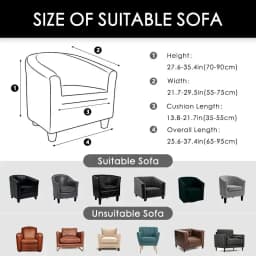 2pcs/set Jacquard Club Tub Chair Cover with Cushion Cover Elastic Armchair Slipcover Non Slip Couch Cover Furniture Protector