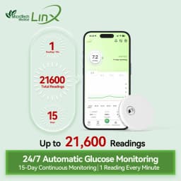 MicroTech LinX CGM Continuous Glucose Monitoring System 15 Days 24h Real-Time No Finger Pricking for Diabetes Management
