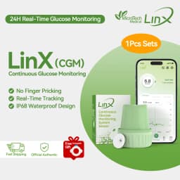 MicroTech LinX CGM Continuous Glucose Monitoring System 15 Days 24h Real-Time No Finger Pricking for Diabetes Management