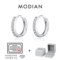 MODIAN D Color Sparkling Moissanite Earrings 925 Sterling Silver Classic Shining Circle Hoop Earrings For Women Fine Jewelry