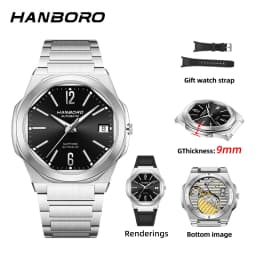 HANBORO Ultra Thin Steel King Series Men's Fully Automatic Mechanical Pearl Tourette Watch Fashion Personalized Watch 018