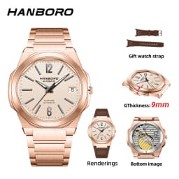 HANBORO Ultra Thin Steel King Series Men's Fully Automatic Mechanical Pearl Tourette Watch Fashion Personalized Watch 018