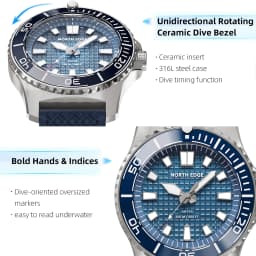 NORTH EDGE NEW Design ABYSS Solar Powered Dive Quartz Wristwatch 200M Waterproof Sports Diving Watch 316L Soft Strap Men Watches