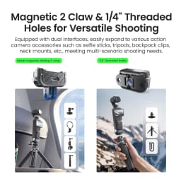 aMagisn Magnetic Quick Release Base Mount for DJI Osmo Pocket 4P / 4 / 3, Built-in Type-C for Mic / Charging Pocket4 Accessories