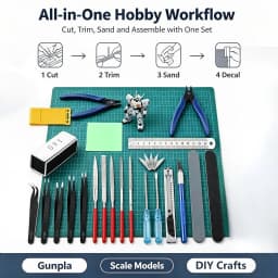 26Pcs Gundam Model Tool Set DIY Hobby Assembly Kit Side Cutter Tweezers Sanding Sticks Hobby Knife for Beginner Model Car Making