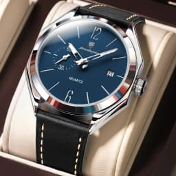 POEDAGAR Original Fashion Male Wristwatch Leather Quartz Business Men Watch Waterproof Luminous Date Elegant Men's Watches Reloj