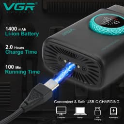 VGR Shaver Professional Beard Trimmer 9000 RPM Electric Razor Rechargeable Shaving Machine LED Lights Metal Shaver for Men V-378