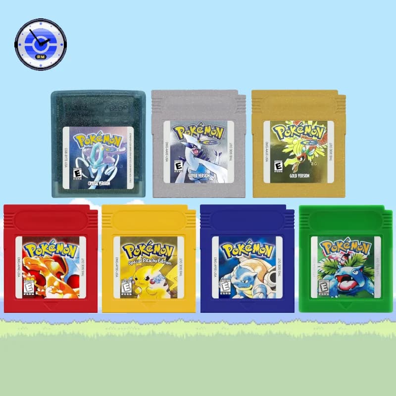 GB/GBC RTC Pokémon Blue/Crystal/Green/Gold/Red/Silver/Yellow Video Game Cartridge with Battery USA Version