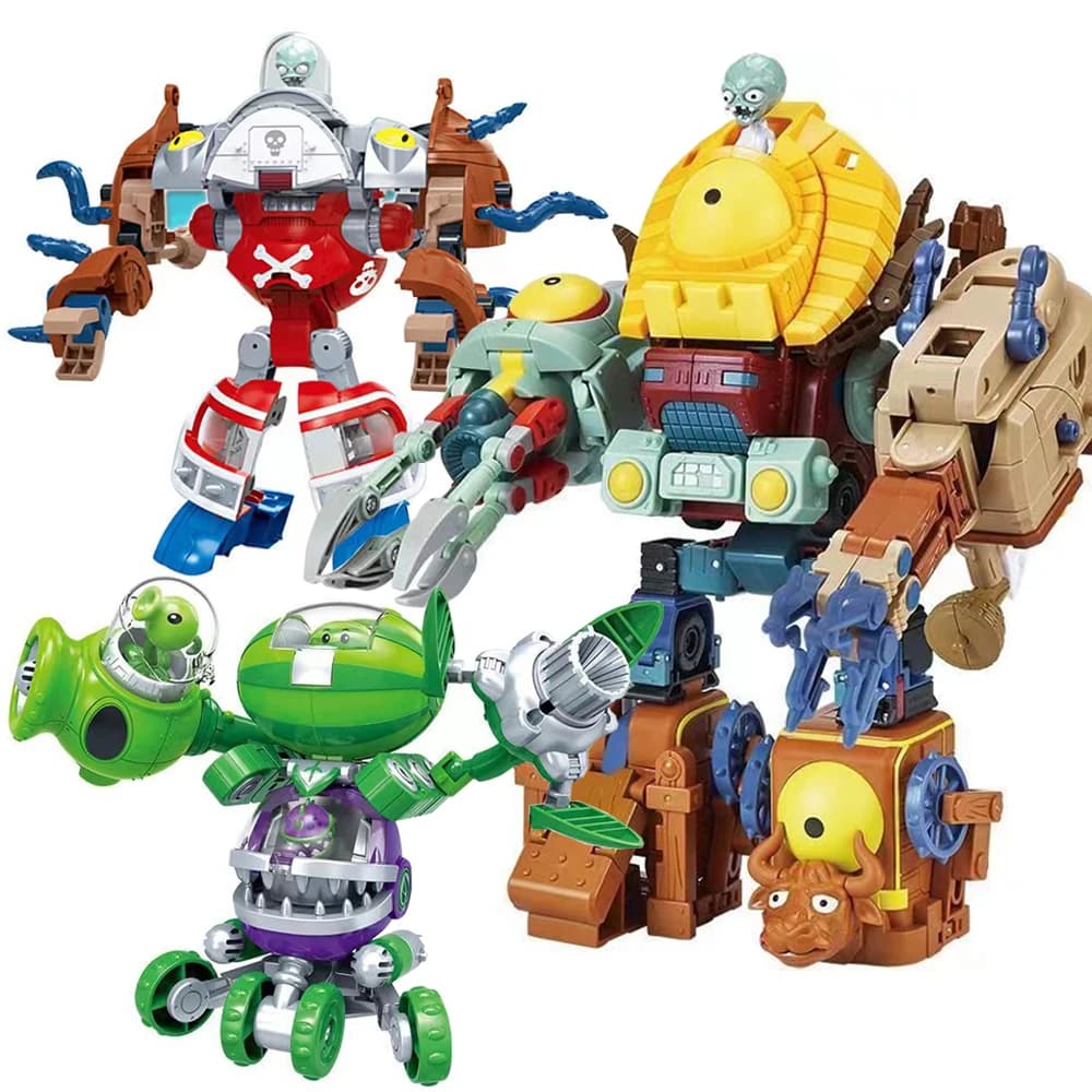 Plants vs. Zombies Boss Robot Melon-pult Chomper Action Figure Model Set PVC Deformation Doll Toys for Gift