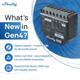 Shelly 2PM Gen4 Zigbee 2 Channel Smart Switch Matter Control Curtains Nlinds Power Metering Compatible Alexa Homekit Google Home