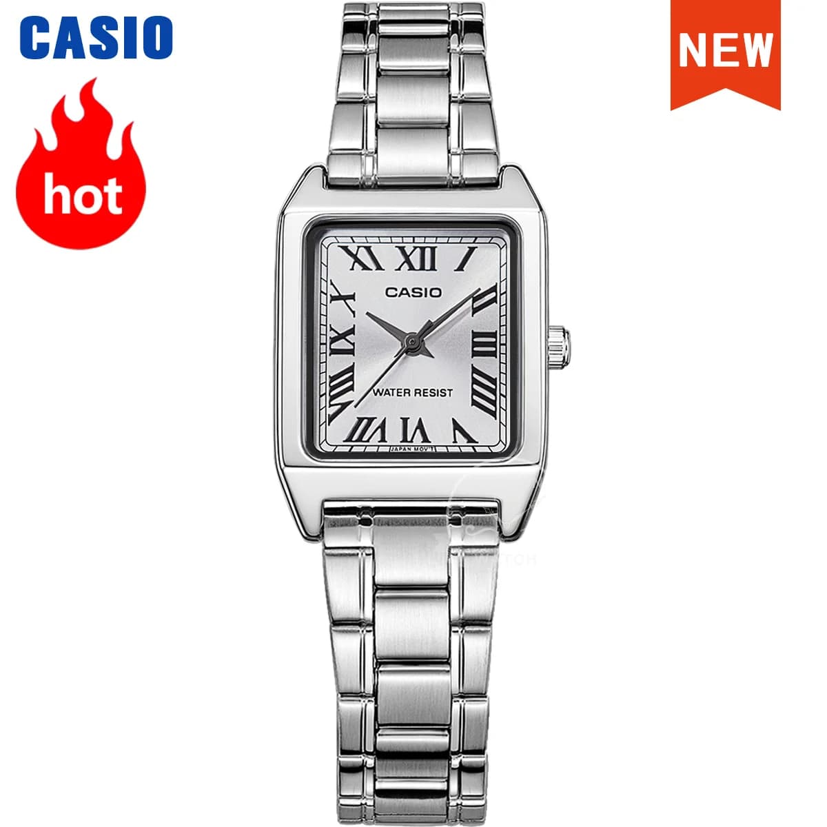 Casio Watch for Women Top Brand Luxury Set 30m Waterproof Quartz Ladies Watch Tonneau Shape Stainless Steel Reloj Mujer LTP-V007