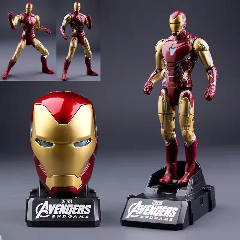 Marvel Action Figure Deformable Toy Iron Man MK85 Captain America Joints Mobility Head Shaped Statue Model Doll Toys Kids Gifts