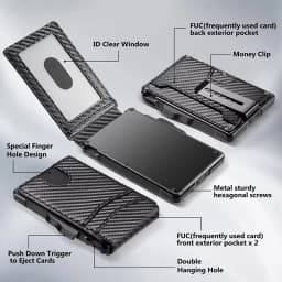 Minimalist Wallet EDC Tactical Slim PU Leather Credit Card Holder RFID Blocking Bifold Smart Wallets with Money Clip for Men