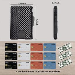 Minimalist Wallet EDC Tactical Slim PU Leather Credit Card Holder RFID Blocking Bifold Smart Wallets with Money Clip for Men